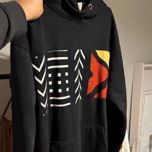 Black and Multicolor Patterned Men's Sweater (Handmade)